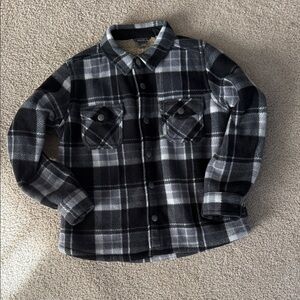 Eddie Bauer Plaid Black and Gray Kids Shacket
